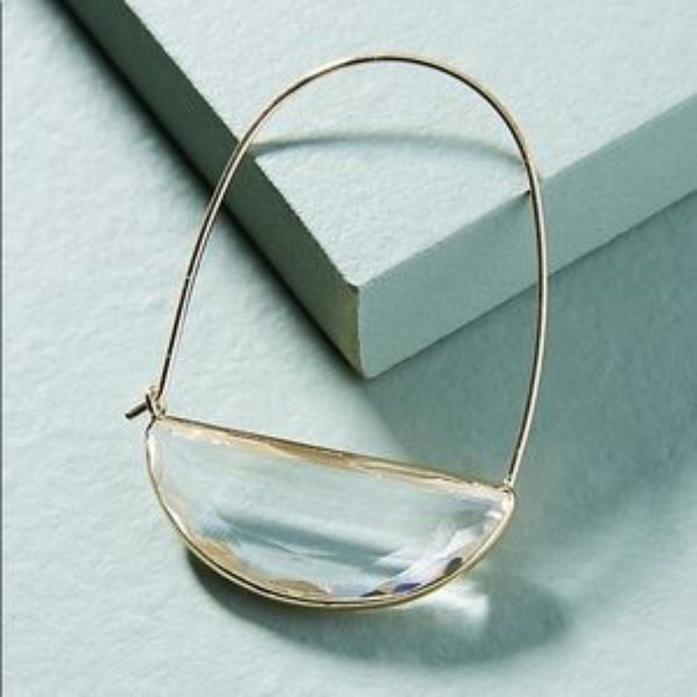 Anthropologie Crescent Hoop Earrings — NEW — Clear - Picture 4 of 6